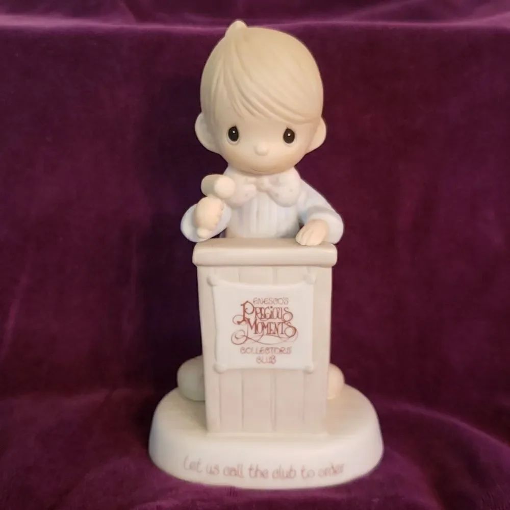 Vtg Precious Moments "Let Us Call the Club to Order" Porcelain Figurine E-0303